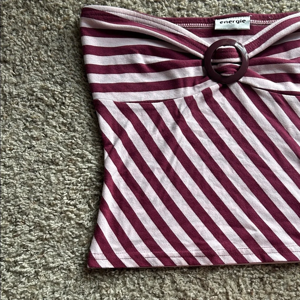 Y2K Vintage 90s Energie Striped Tube Top - Picture 4 of 8